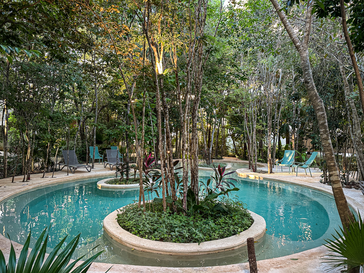 Áreas comunes de Aqua Residencial — alberca y jardines